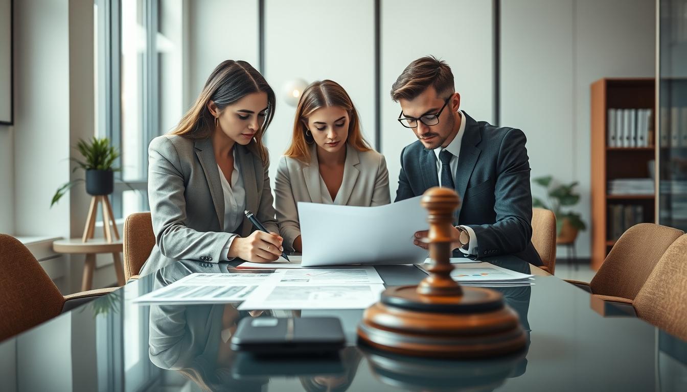 Family reviewing legal documents